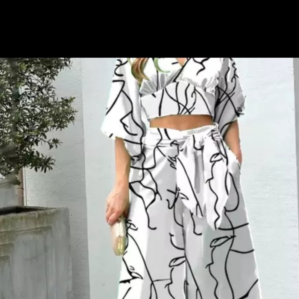 Wide leg pants set